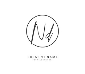 ND Initial letter handwriting and signature logo. A concept handwriting initial logo with template element.