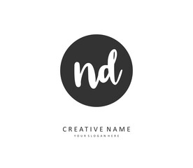 ND Initial letter handwriting and signature logo. A concept handwriting initial logo with template element.