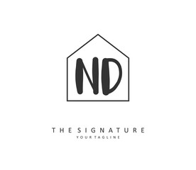 ND Initial letter handwriting and signature logo. A concept handwriting initial logo with template element.