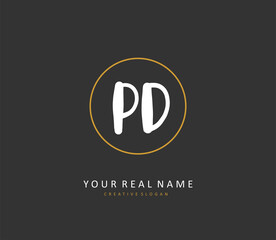 PD Initial letter handwriting and signature logo. A concept handwriting initial logo with template element.