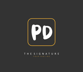 PD Initial letter handwriting and signature logo. A concept handwriting initial logo with template element.