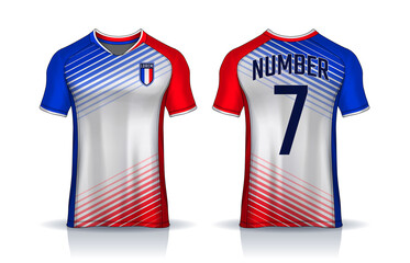 t-shirt sport design template, Soccer jersey mockup for football club. uniform front and back view.