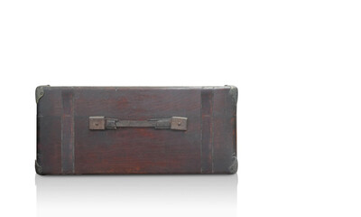 front view antique brown wooden boxes on white background, object, copy space