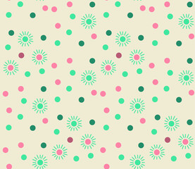 Seamless geometric pattern with the image of dots, balls, bulbs, lights. Vector New Year design for web banner, business presentation, brand package, fabric, print, wallpaper.