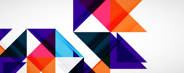 Fototapeta premium Geometric abstract background. Techno color triangle shapes. Vector illustration for covers, banners, flyers and posters and other designs