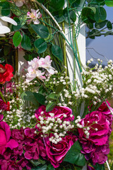 Fototapeta na wymiar Art floral arrangement, colorful flowers for wedding