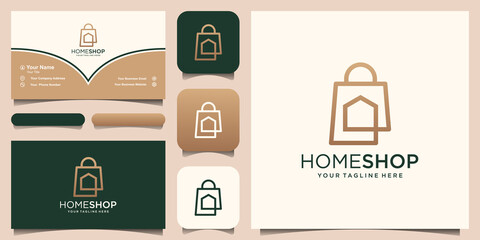 Home Shop Logo designs Template, bag combined with house.