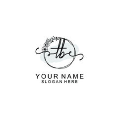 Initial TB Handwriting, Wedding Monogram Logo Design, Modern Minimalistic and Floral templates for Invitation cards