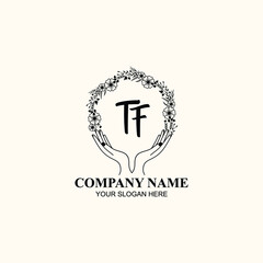 Initial TF Handwriting, Wedding Monogram Logo Design, Modern Minimalistic and Floral templates for Invitation cards