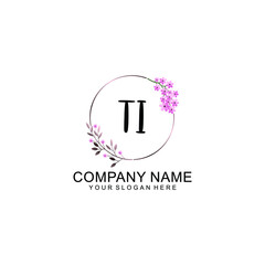 Initial TI Handwriting, Wedding Monogram Logo Design, Modern Minimalistic and Floral templates for Invitation cards