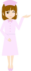 案内する可愛い看護師さんのイラスト