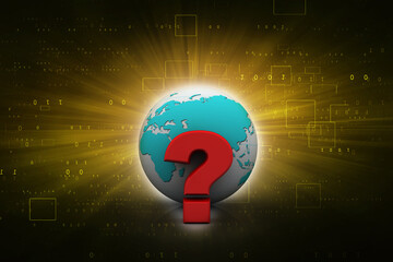 3d rendering question mark and globe