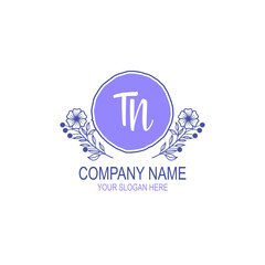 Initial TN Handwriting, Wedding Monogram Logo Design, Modern Minimalistic and Floral templates for Invitation cards