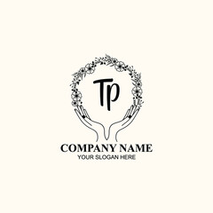 Initial TP Handwriting, Wedding Monogram Logo Design, Modern Minimalistic and Floral templates for Invitation cards