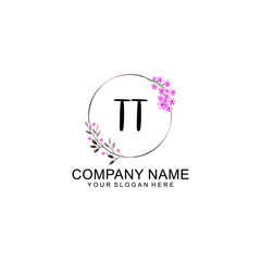 Initial TT Handwriting, Wedding Monogram Logo Design, Modern Minimalistic and Floral templates for Invitation cards