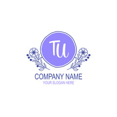Initial TU Handwriting, Wedding Monogram Logo Design, Modern Minimalistic and Floral templates for Invitation cards