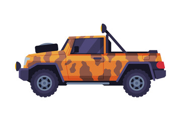 Fototapeta na wymiar Safari Jeep Car, Vehicle for Camping, Hunting and Travel Flat Vector Illustration