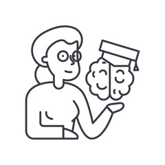 Mentoring icon, linear isolated illustration, thin line vector, web design sign, outline concept symbol with editable stroke on white background.