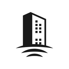 Fototapeta premium Minimal Skyscraper Logo — Vertical Building Vector Icon