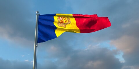 3d rendering of the national flag of the Andorra