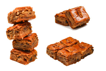 Tasty baklava isolated on white background.