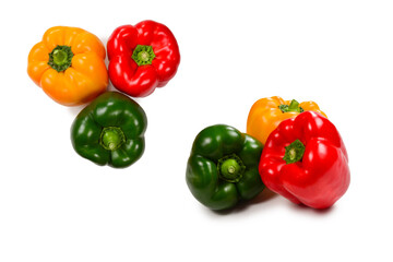 Group of bell peppers isolated on white background.