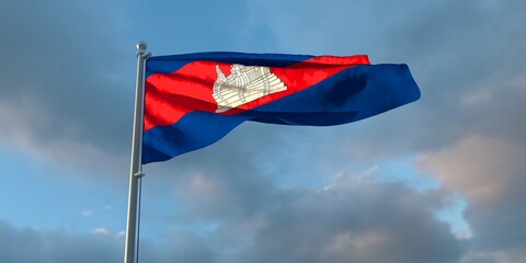 3d rendering of the national flag of the Cambodia