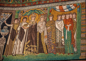 Interior of Basilica of San Vitale, which has important examples of early Christian Byzantine art...