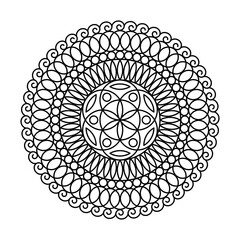 Swirl flower of life circle vector mandala coloring book
