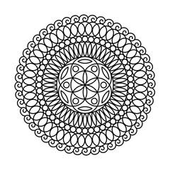 Swirl flower of life circle vector mandala coloring book