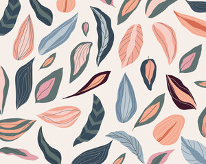 Abstract leaves background vector illustration hand draw design 