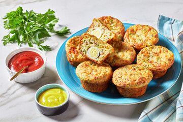 Bacon, Egg and Cheese Breakfast Muffins, top view