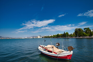 Fototapeta na wymiar Greece, Volos city. Marina is a dock or basin with moorings and supplies for yachts and small boats
