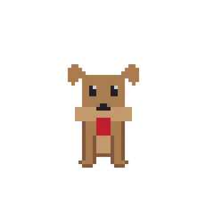 Dog pixel art. Vector picture.