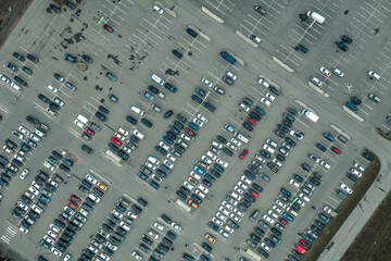 Fototapeta premium Car parking lot viewed from above. Empty parking lots