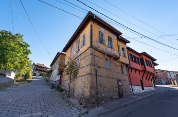 PERUSHTITSA, BULGARIA. Traditional old Bulgarian houses in ethnographic reserve of Perushtitza