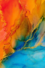 Naklejka premium Alcohol ink art.Mixing liquid paints. Modern, abstract colorful background, wallpaper. Marble texture.Translucent colors