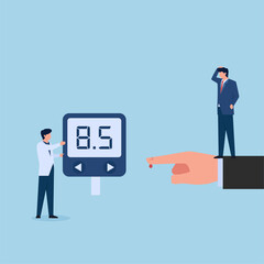 Fototapeta premium Doctor present glucose on blood with diabetes testing blood. Metaphor of world diabetes day.