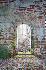 arches passageways inside an abandoned Church