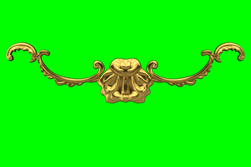 3d models of gilded stucco decorations for the interior. Isolated image on a green background. 3d render.