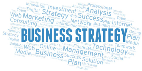 Business Strategy word cloud create with text only.