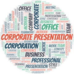 Corporate Presentation vector word cloud, made with text only.