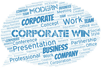 Corporate Win vector word cloud, made with text only.