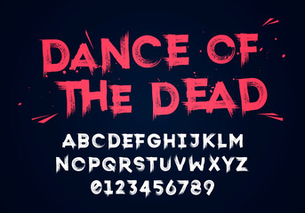 Vector Illustration Grunge Horror Typographie. Hand Made Brush Font.