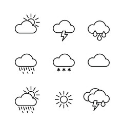 Weather icons. Simple stroked symbols.