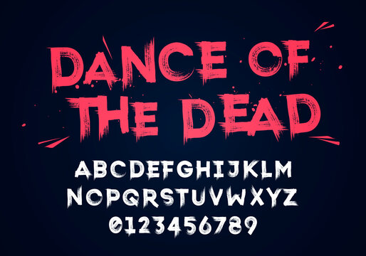 Vector Illustration Grunge Horror Typographie. Hand Made Brush Font.