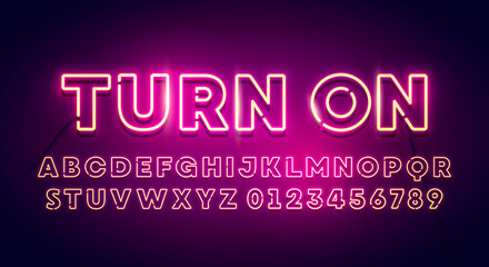 Fototapeta premium Vector Illustration Retro Glow Font. Neon Light Typography. 