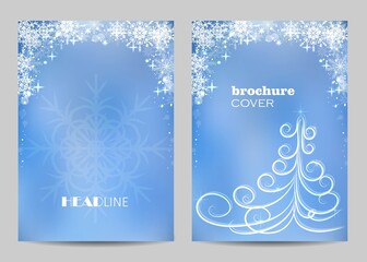 Modern brochure cover design with winter pattern