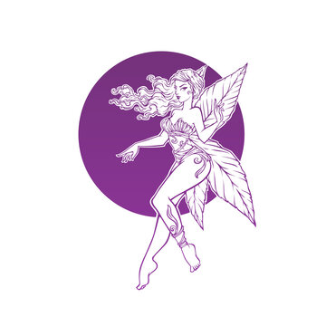 mistyc elf princess, fairy of fantasy world, vector illustration