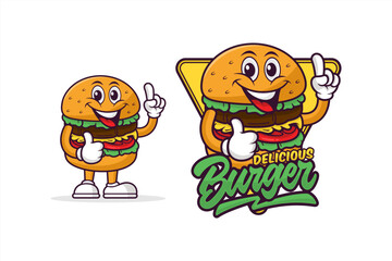 Burger delicious mascot design logo